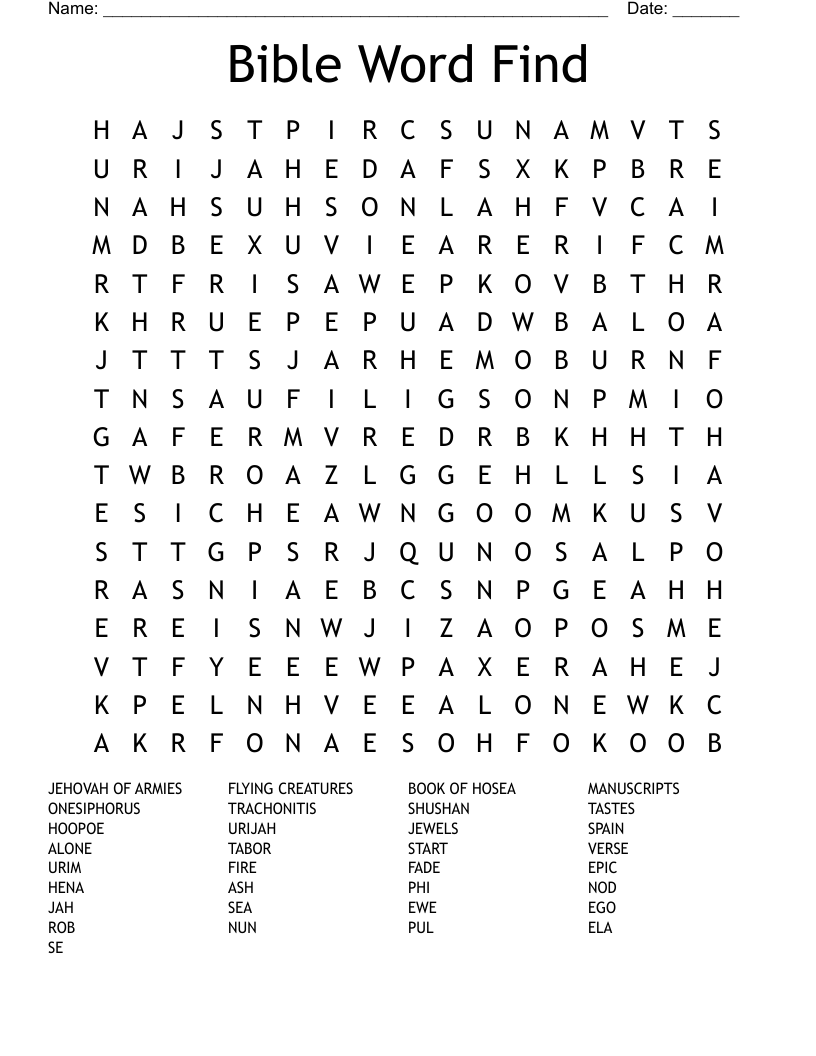 Bible Word Find Word Search