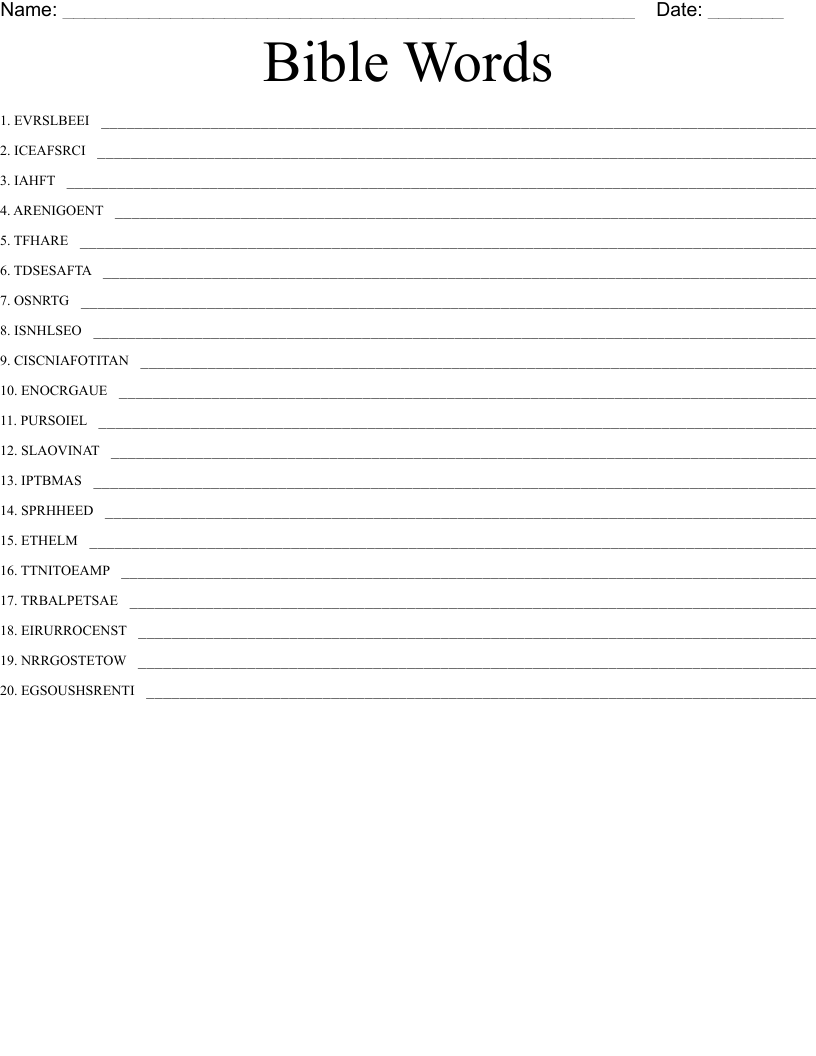 Bible Words Word Scramble