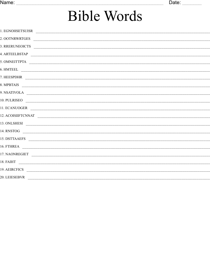 Bible Words Word Scramble