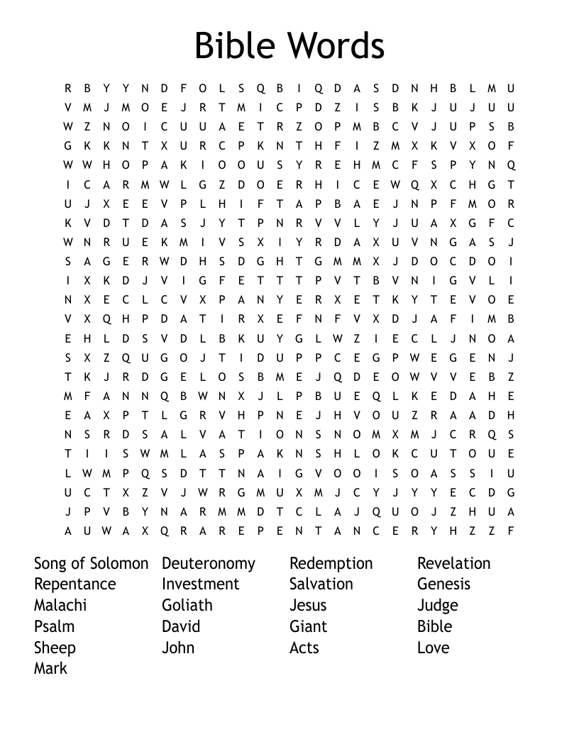 Bible Words  Word Search