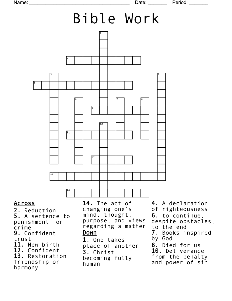 Bible Work Crossword