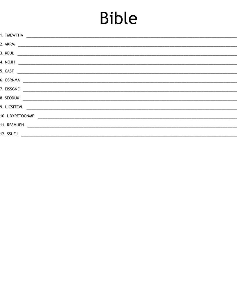 Bible  Word Scramble