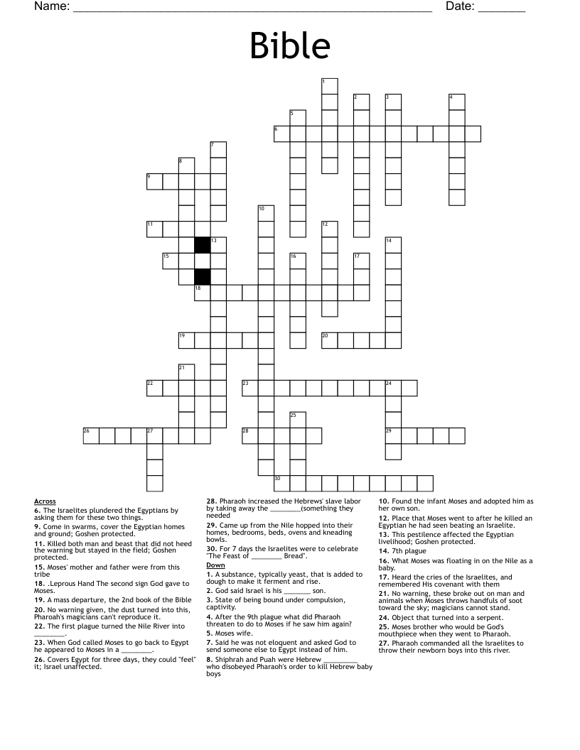Bible  Crossword