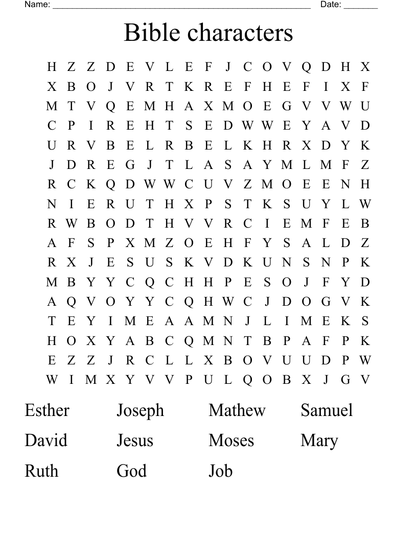 Bible characters Word Search