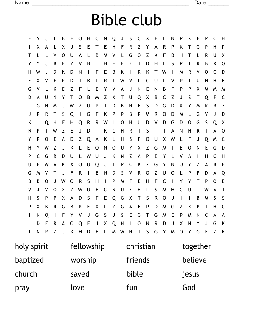 Bible club Word Search