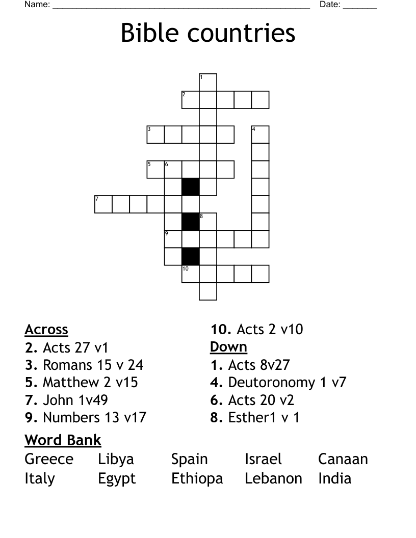 Bible countries Crossword