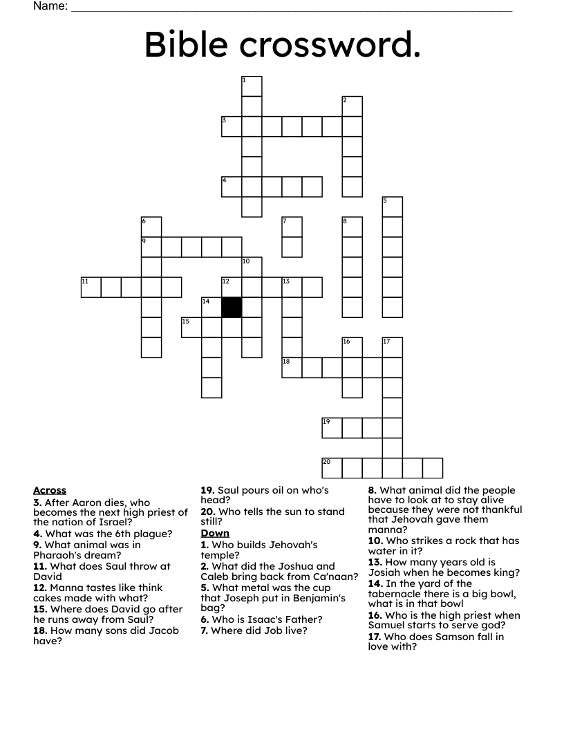 Bible crossword.