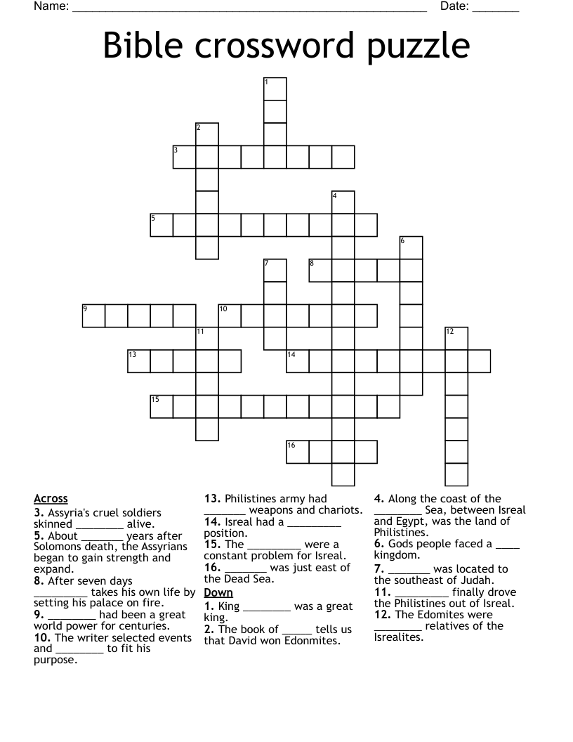 Bible crossword puzzle