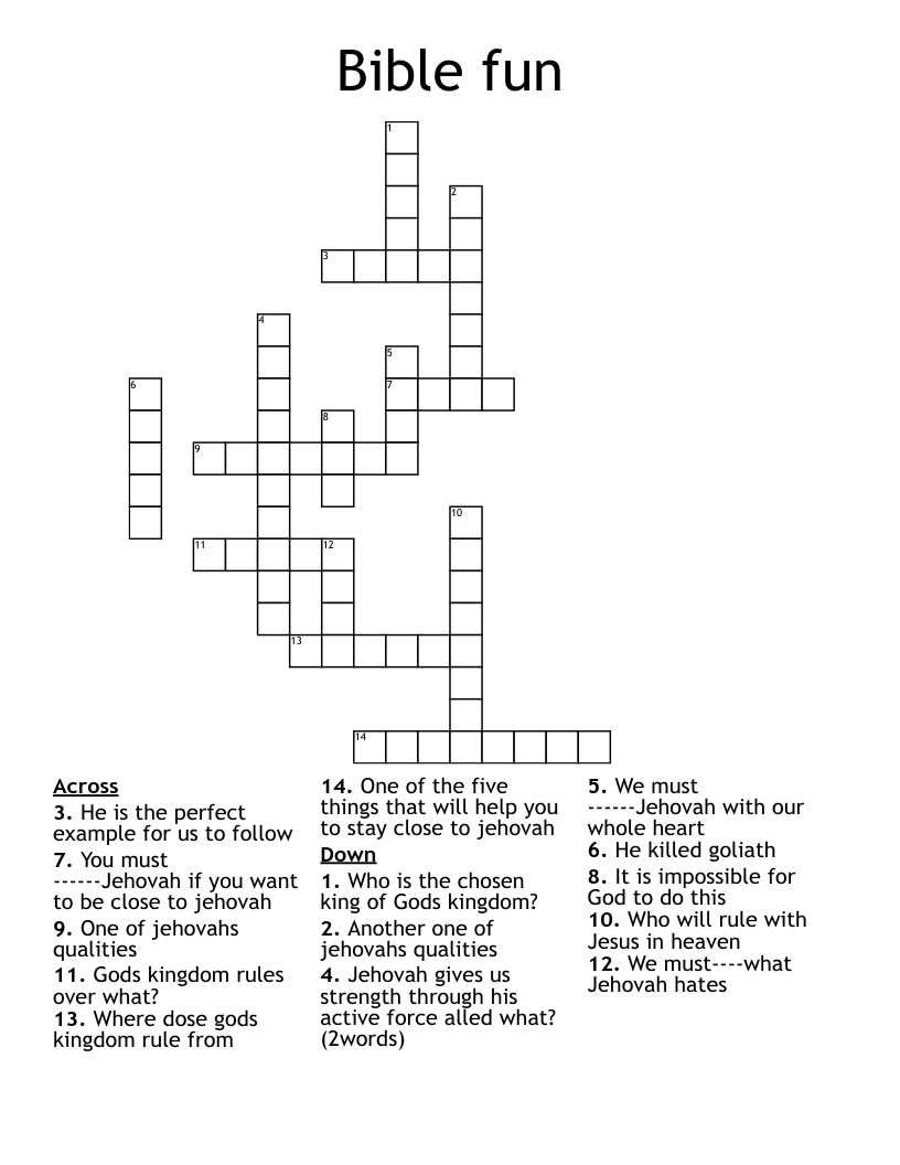 Bible fun Crossword