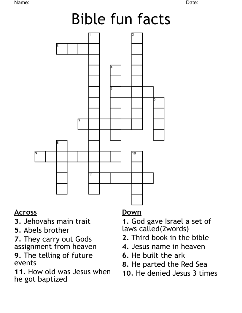 Bible fun facts Crossword