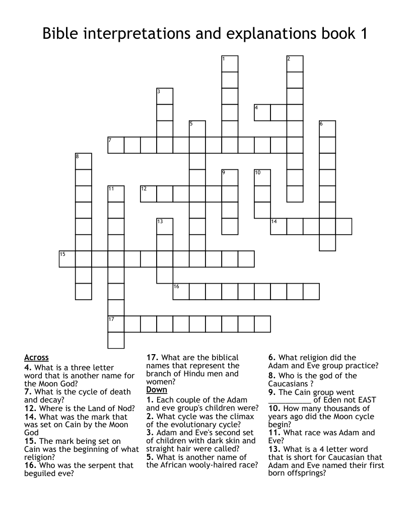 Bible interpretations and explanations book 1 Crossword