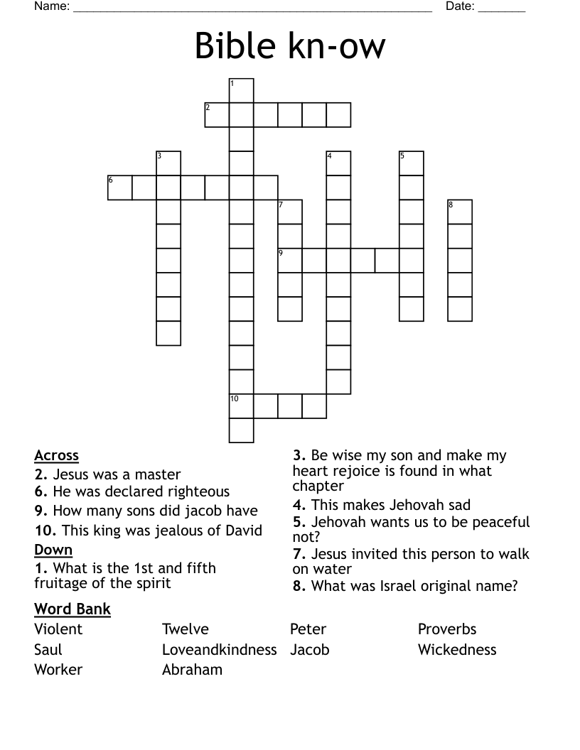 Bible kn-ow Crossword