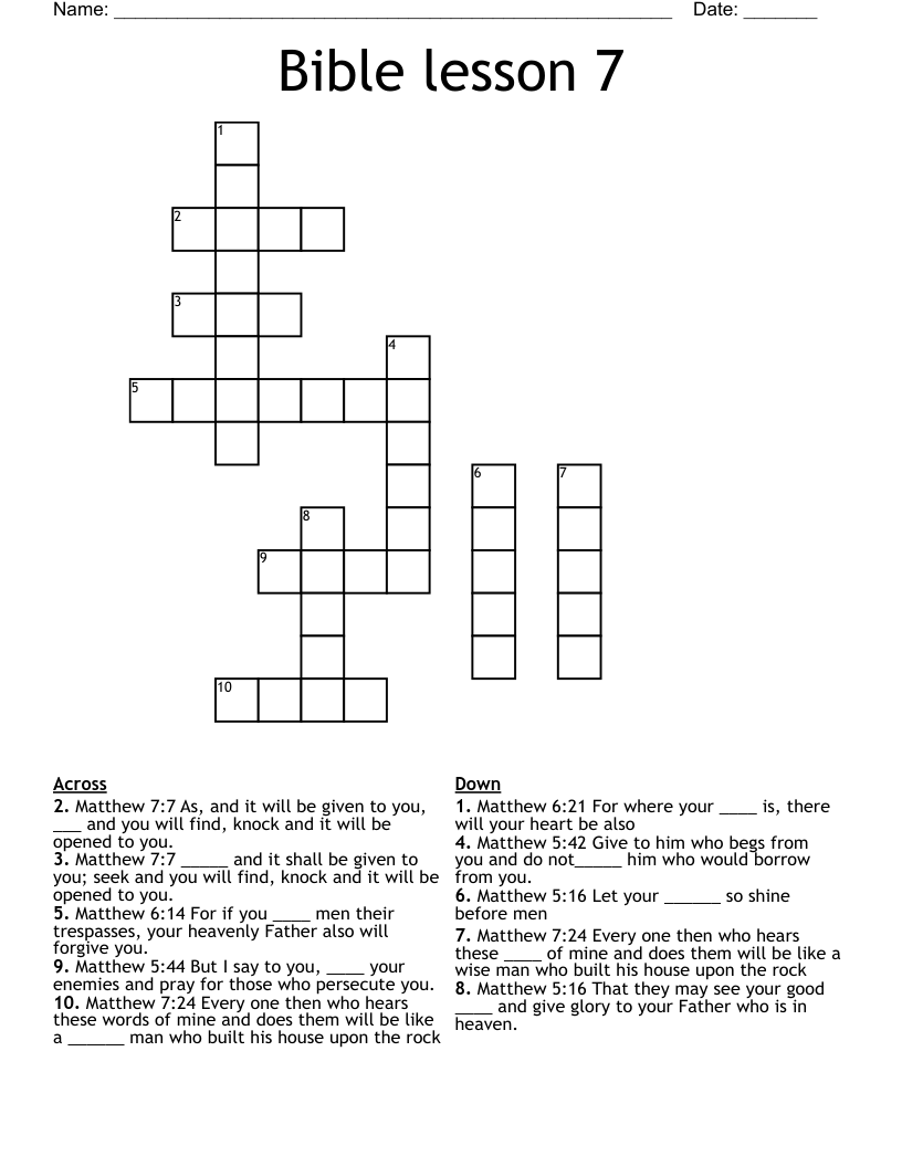 Bible lesson 7 Crossword