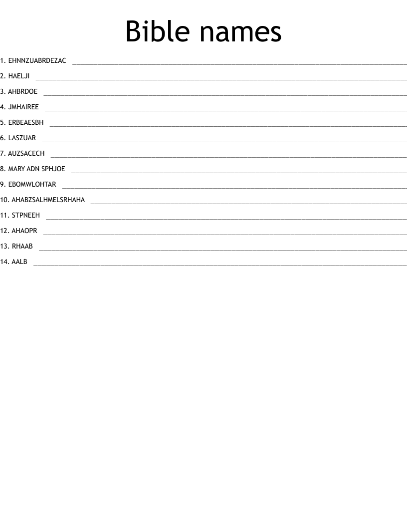Bible names Word Scramble