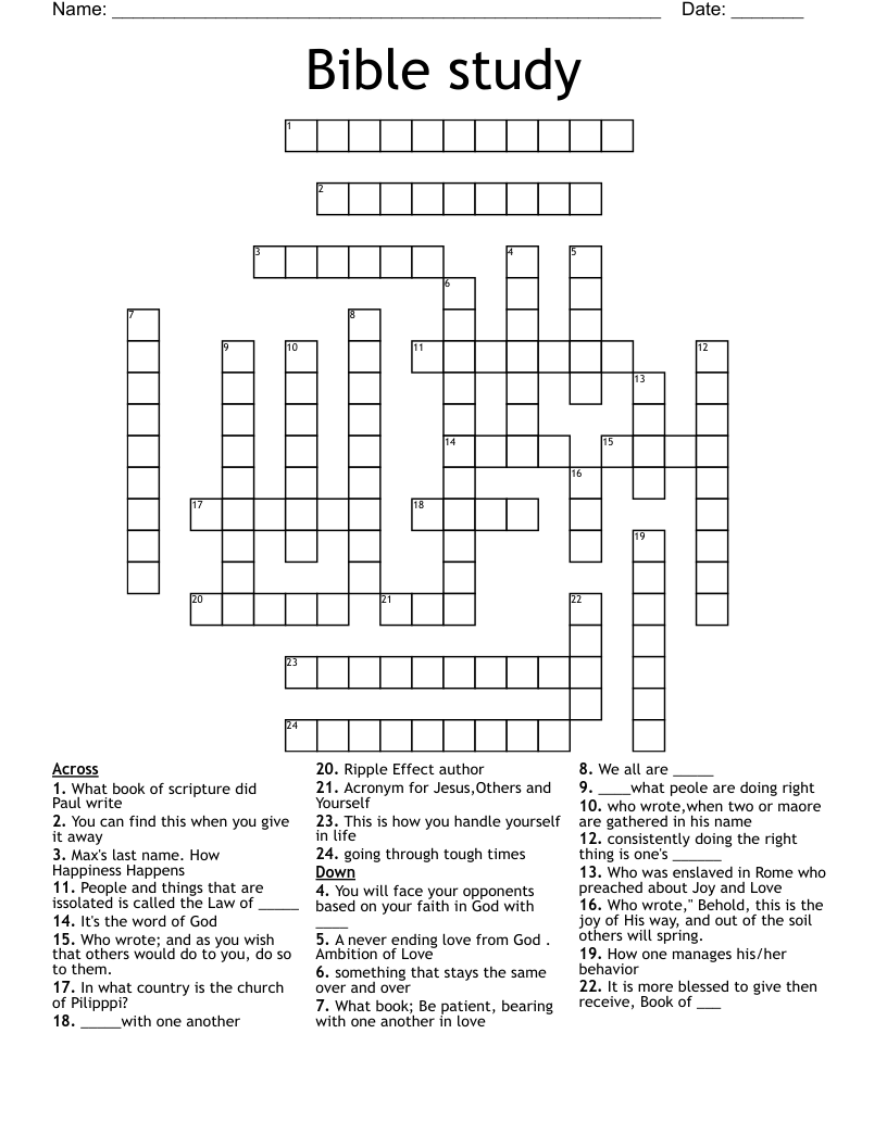 Bible study Crossword