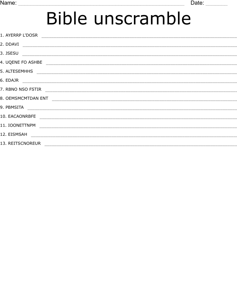 Bible unscramble 