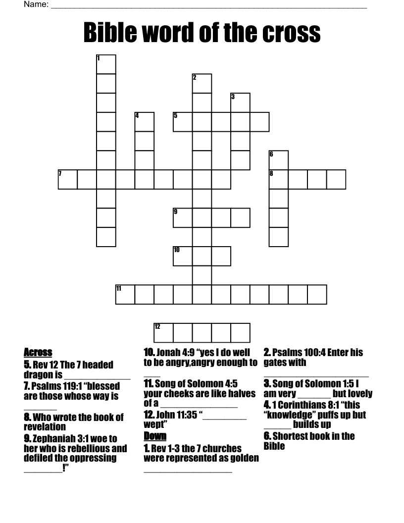 Bible word of the cross Crossword