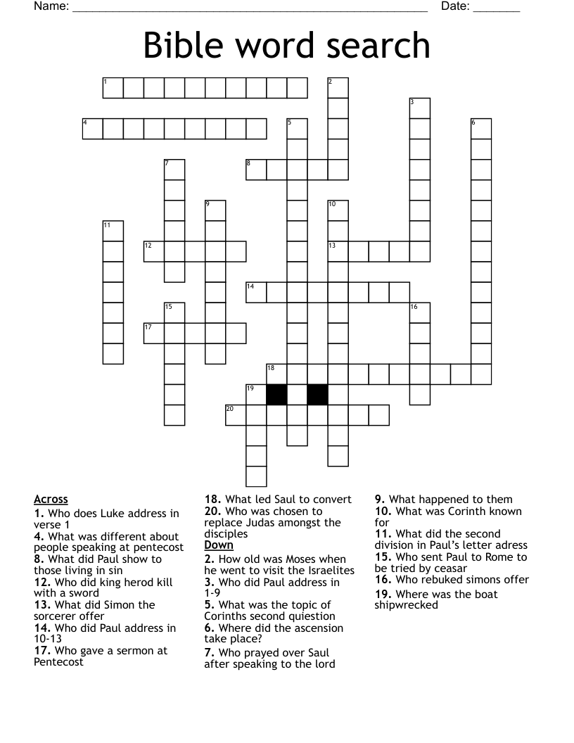 Bible word search Crossword
