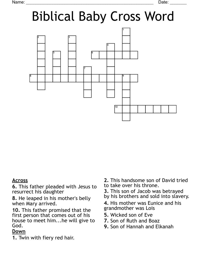 Biblical Baby Cross Word