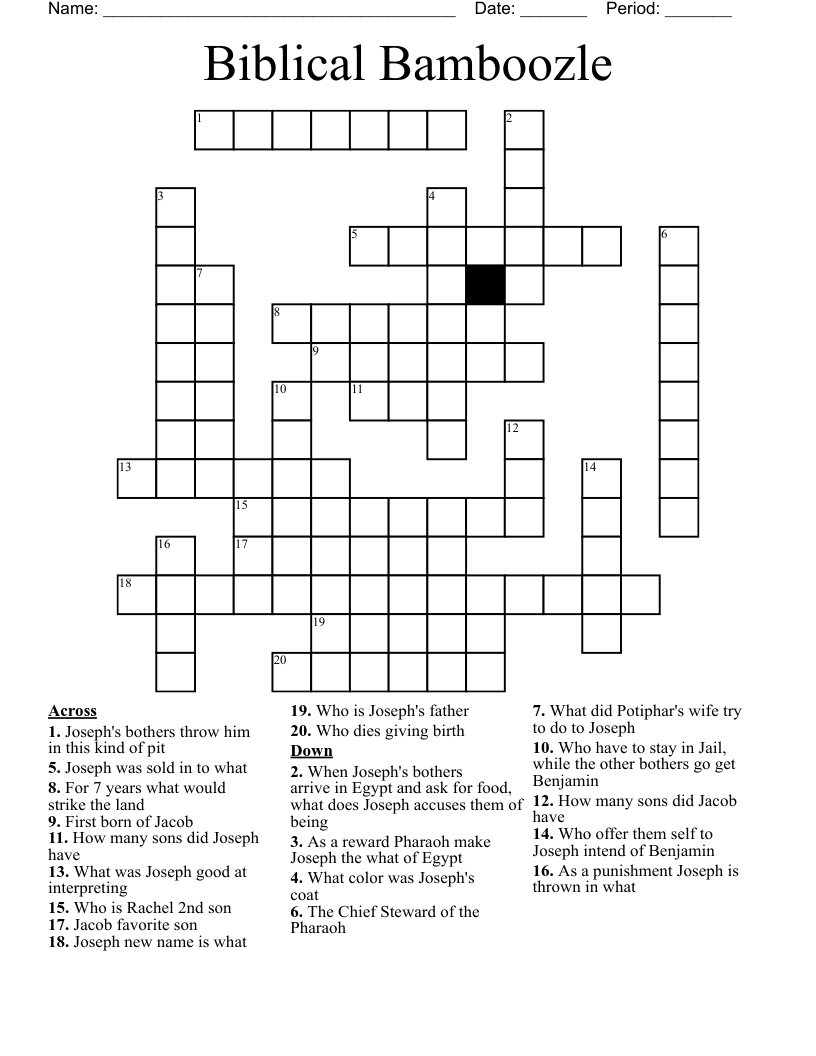 Biblical Bamboozle   Crossword
