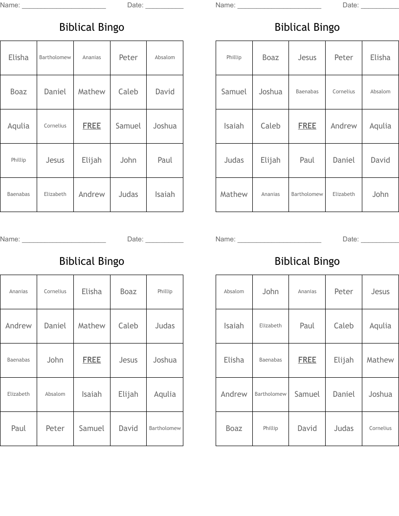 Biblical Bingo