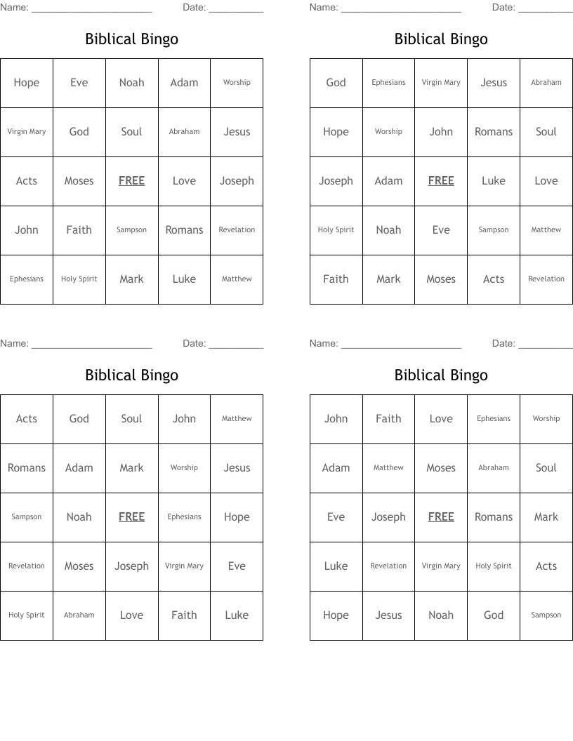 Biblical Bingo