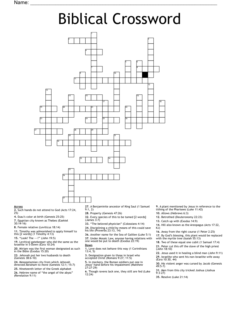 Biblical Crossword