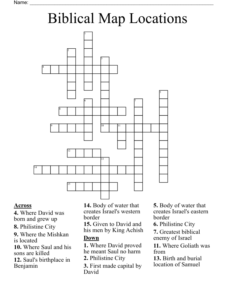 Biblical Map Locations Crossword