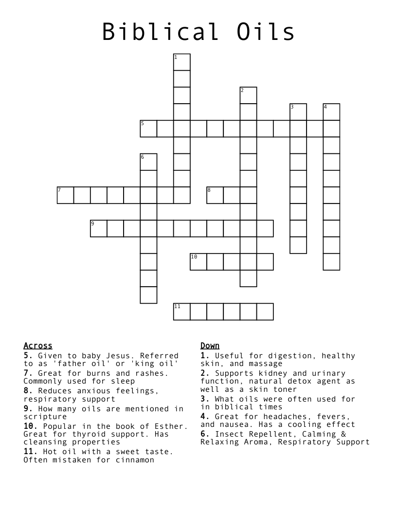 Biblical Oils Crossword