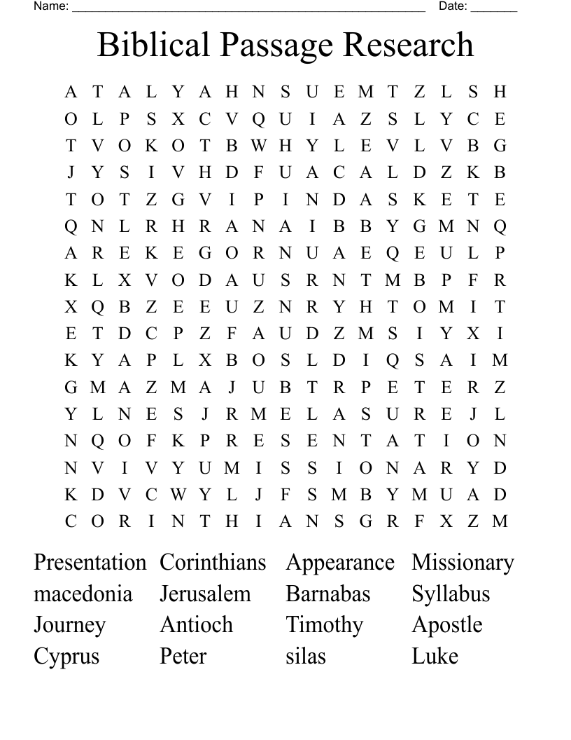 Biblical Passage Research Word Search
