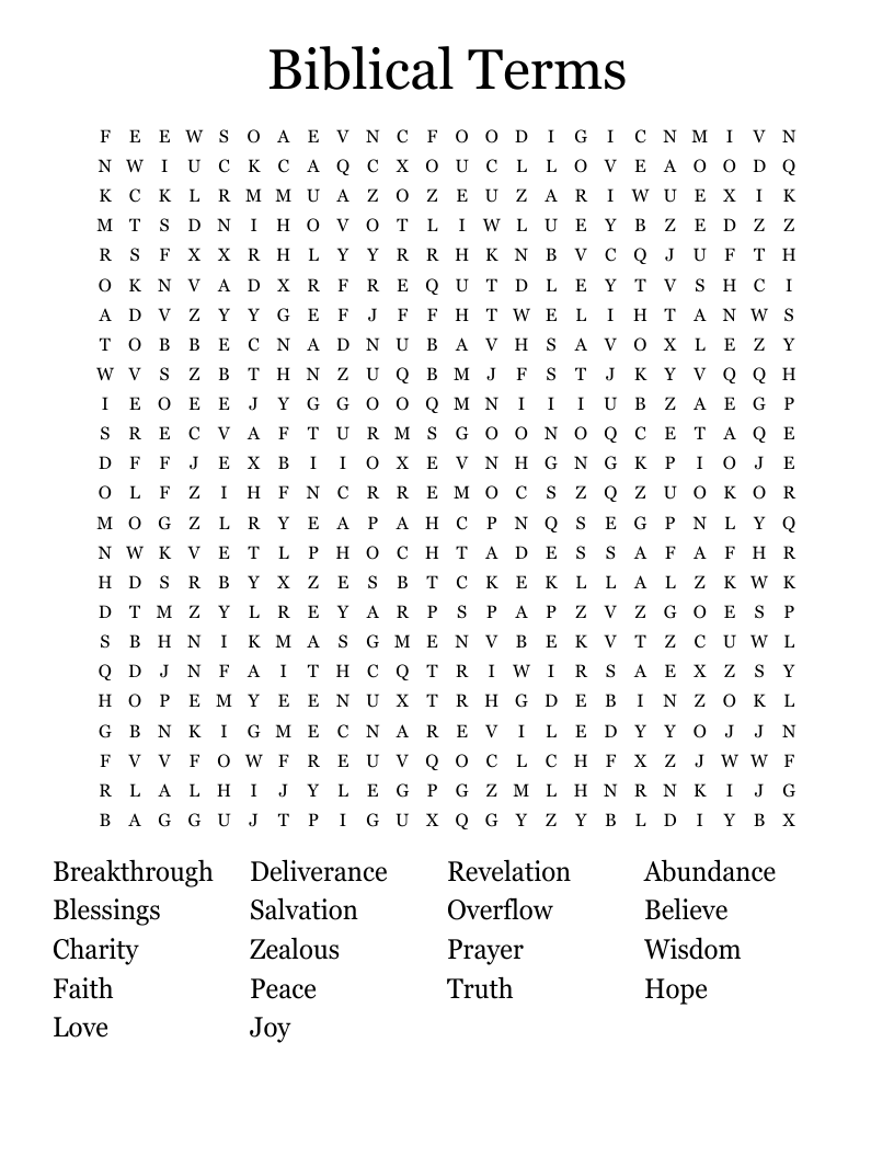 Biblical Terms  Word Search