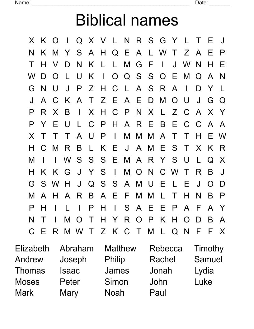 Biblical names Word Search