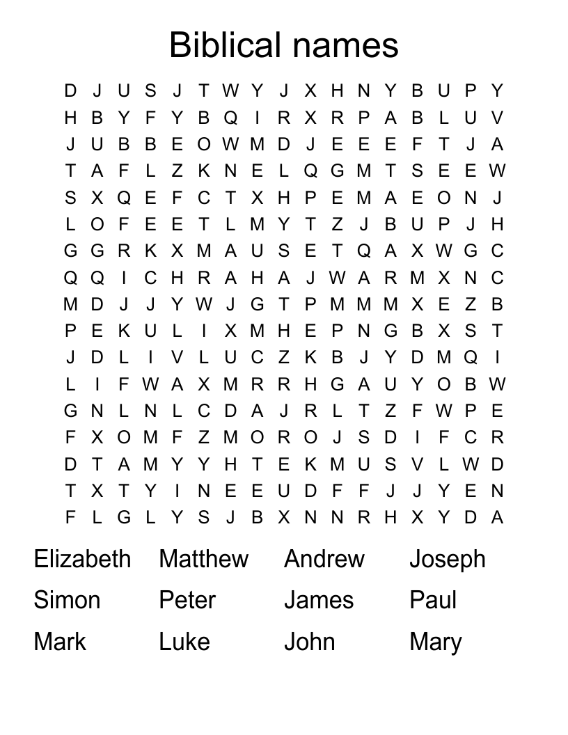 Biblical names Word Search
