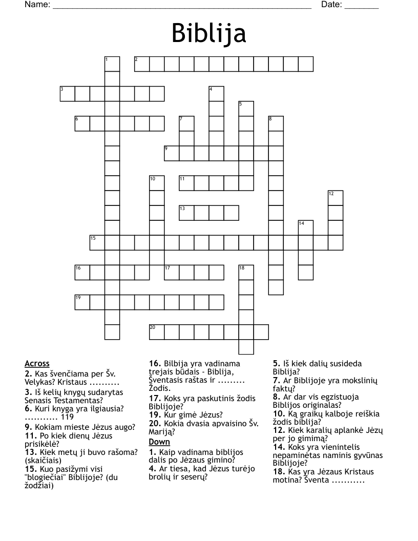 Biblija Crossword