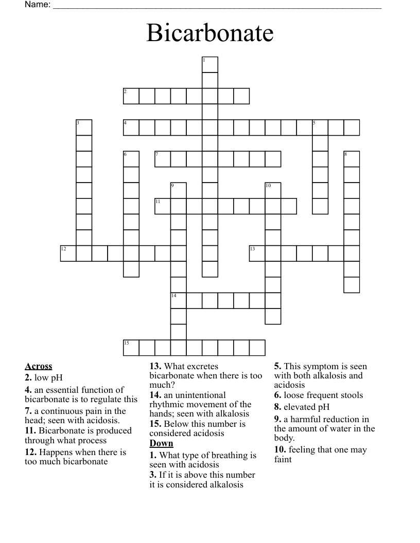 Bicarbonate Crossword