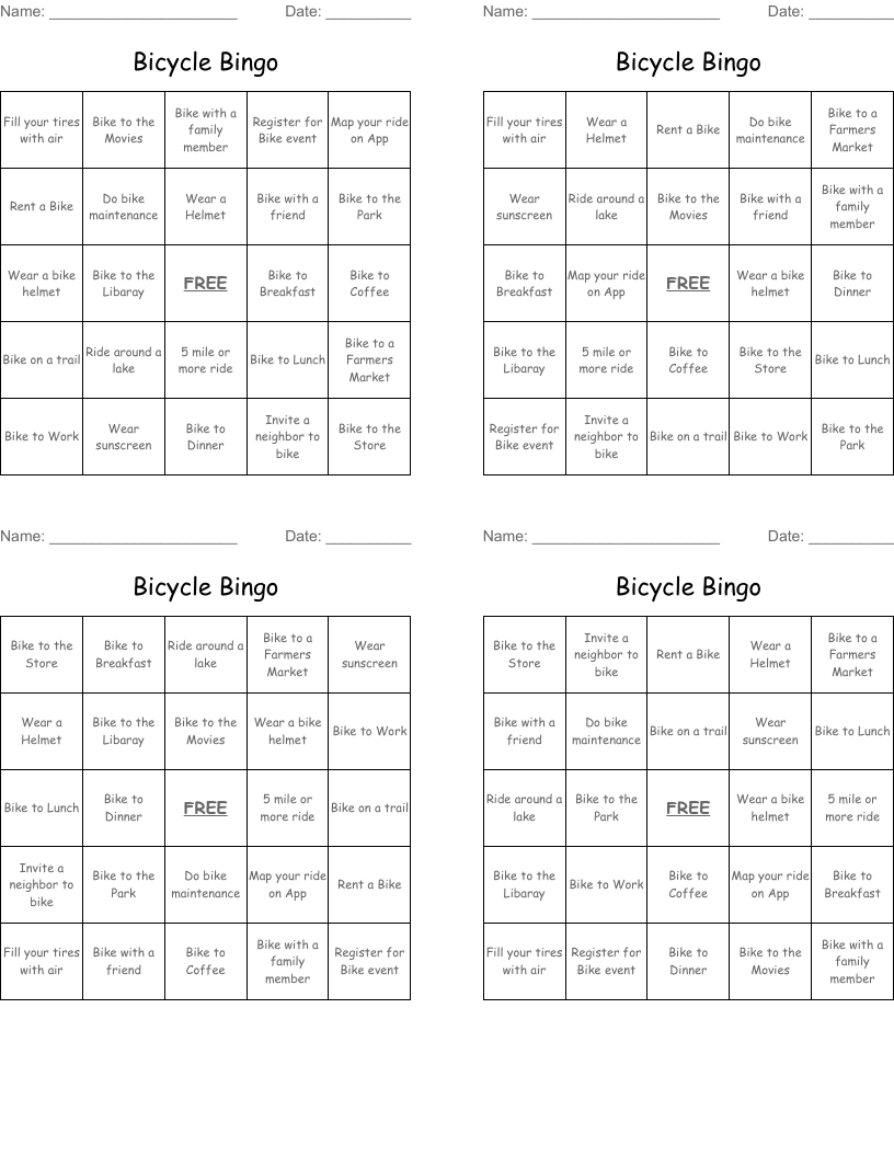 Bicycle Bingo