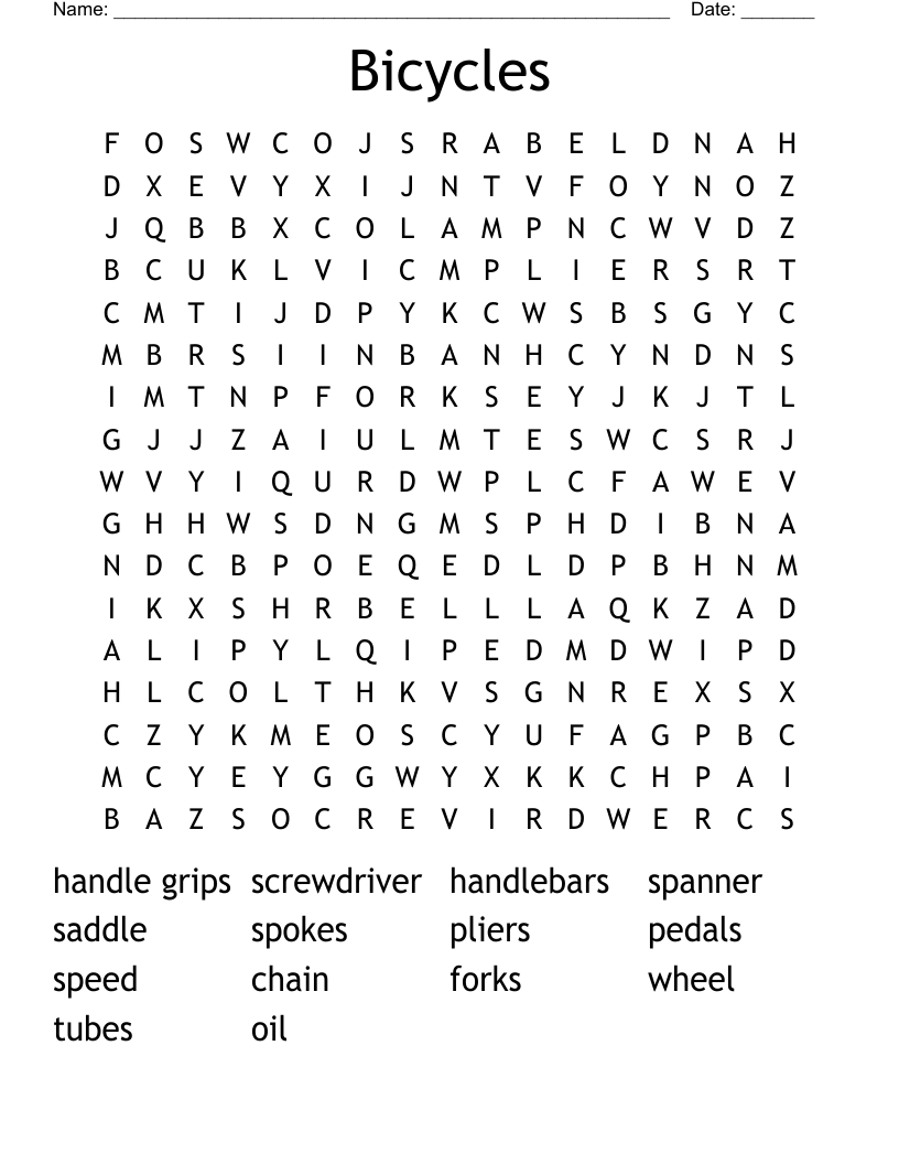 Bicycles Word Search