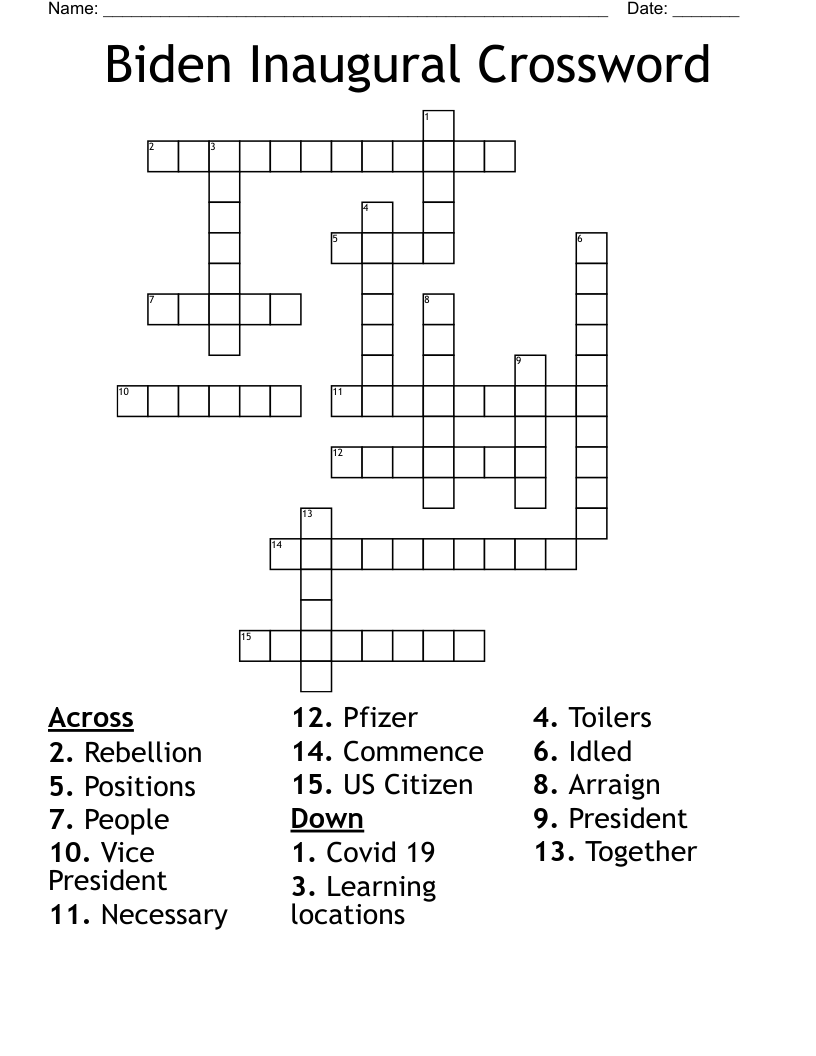 Biden Inaugural Crossword