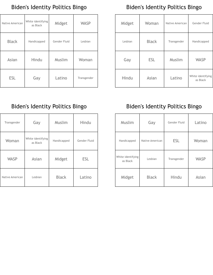 Biden's Identity Politics Bingo