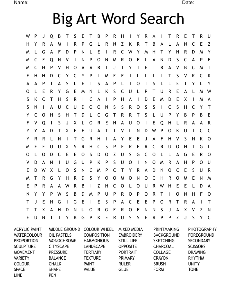 Big Art Word Search