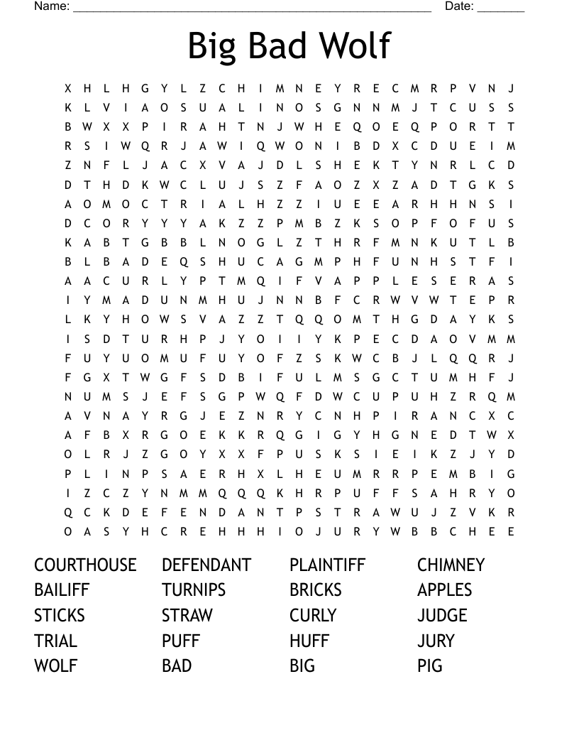 Big Bad Wolf Word Search