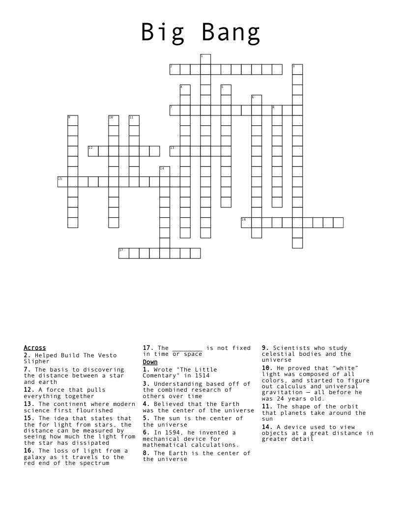 Big Bang Crossword