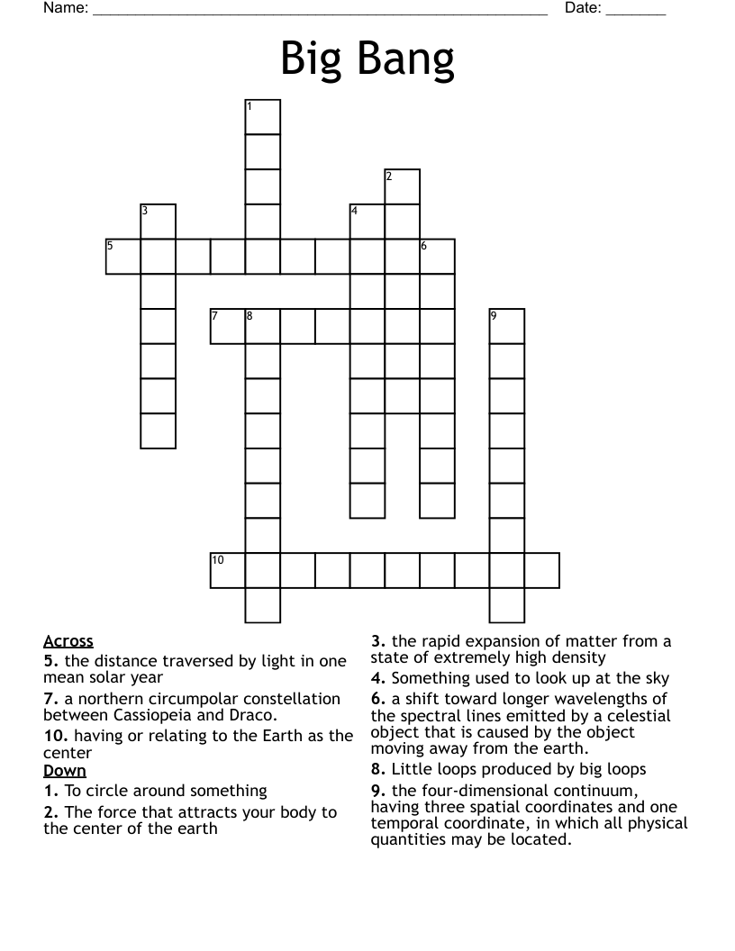 Big Bang Crossword