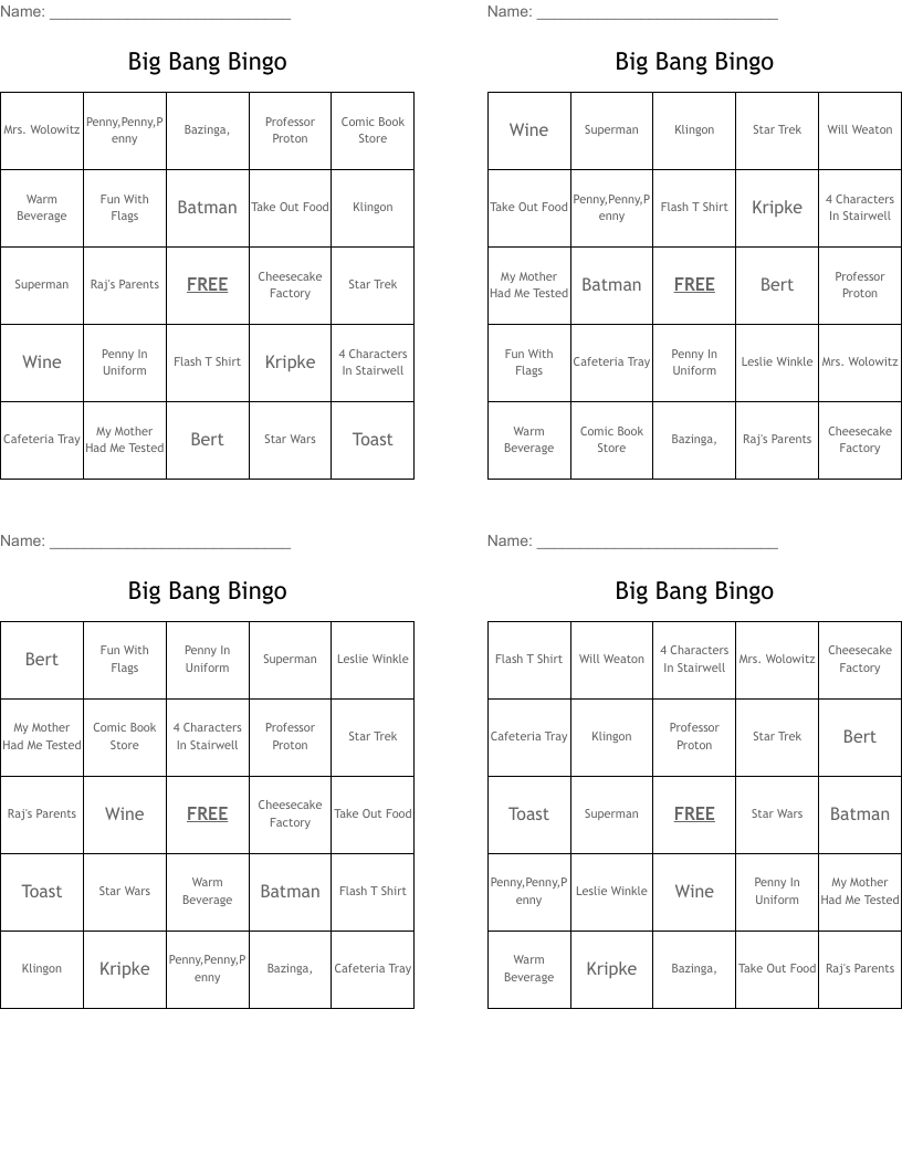 Big Bang Bingo
