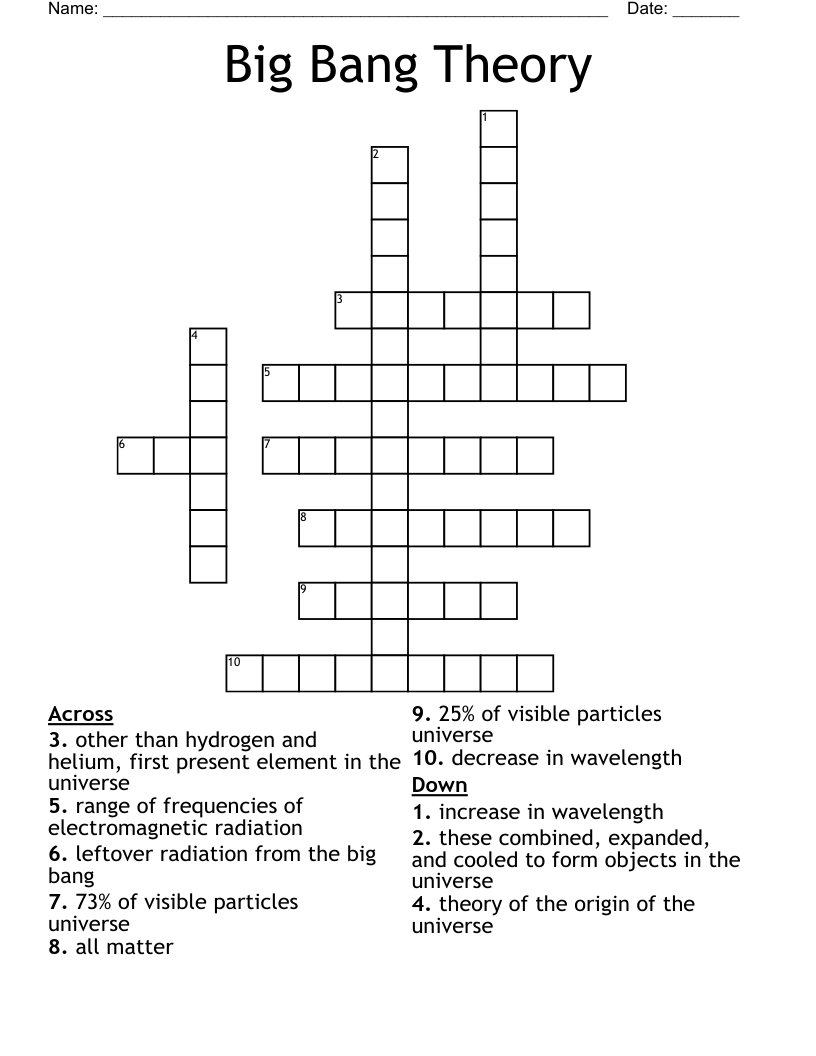 Big Bang Theory Crossword
