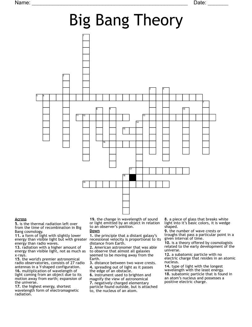 Big Bang Theory  Crossword