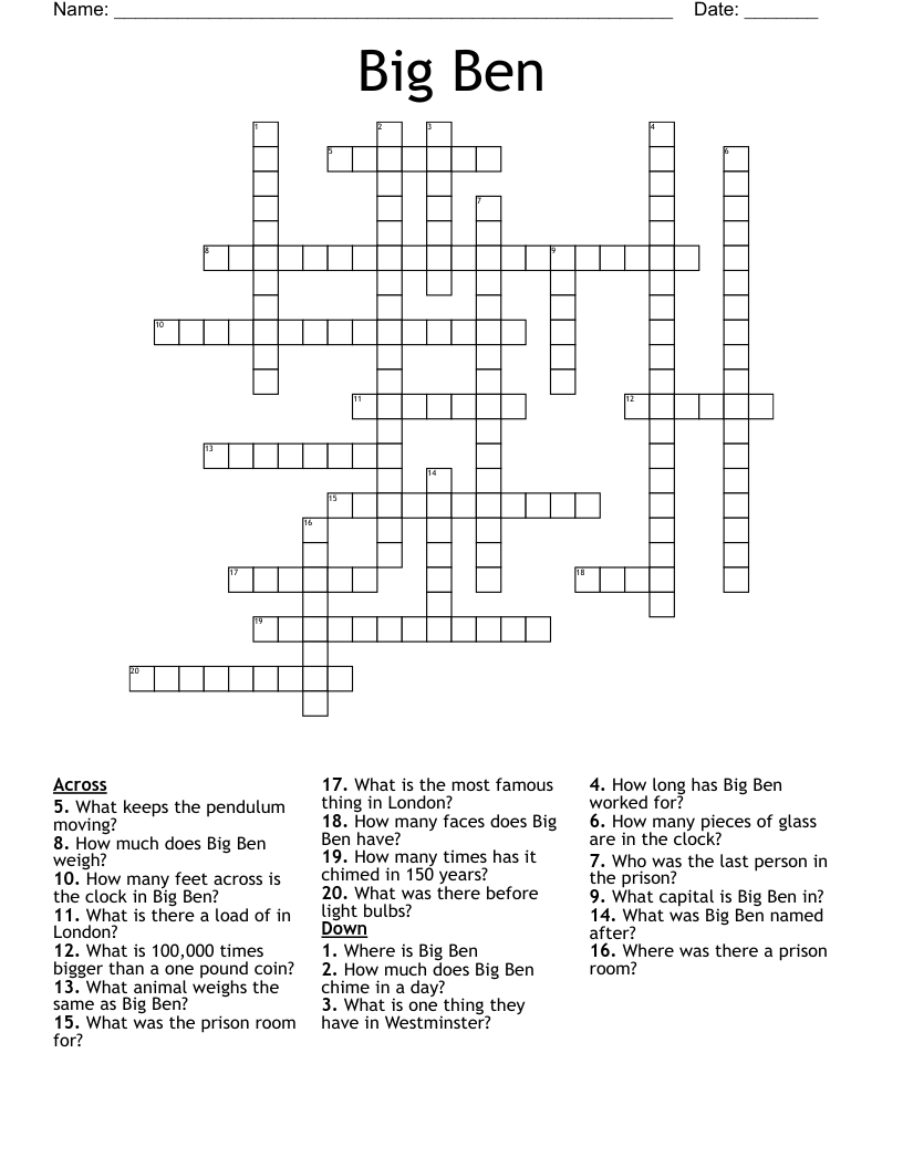 Big Ben Crossword