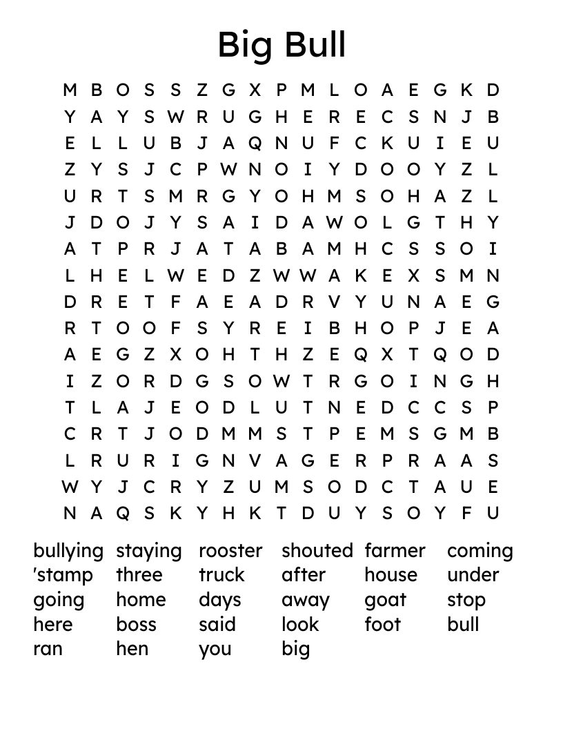 Big Bull Word Search