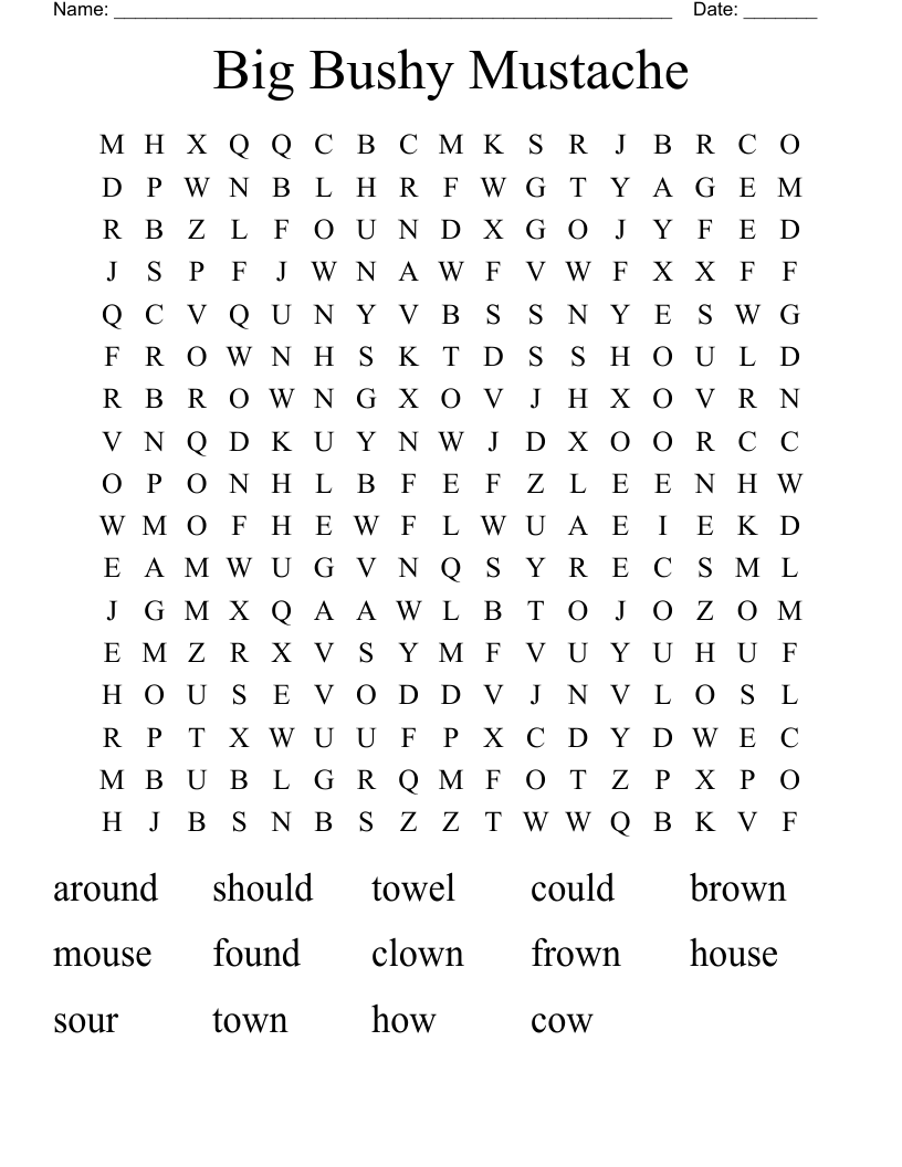 Big Bushy Mustache Word Search