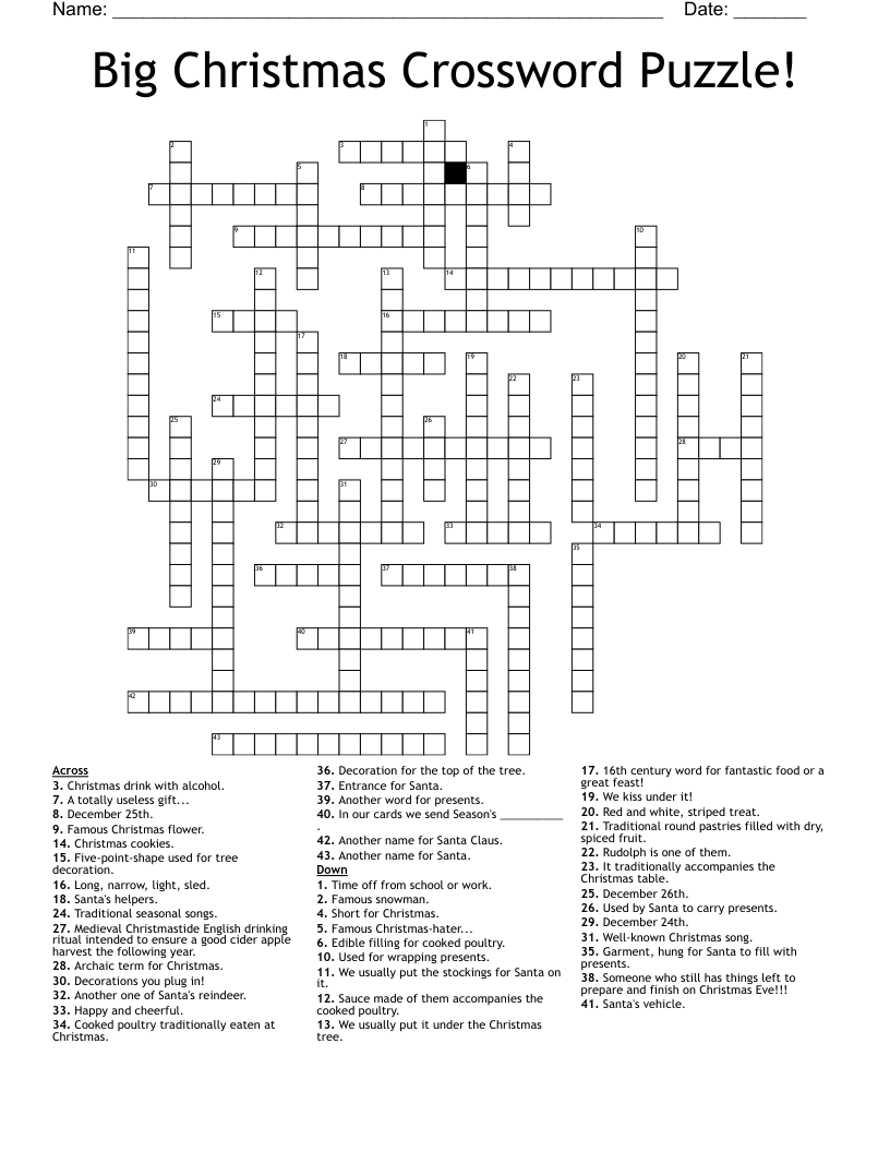 Big Christmas Crossword Puzzle!